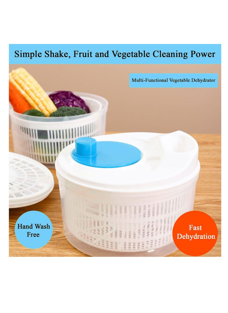 Bonita - Large Capacity Salad Spinner Fruit and Vegetable Washer,Vegetable Quick Dryer Oil Shaker Dry off and Drain Vegetable Wash & Salad Making Bowl with Plastic Colander (BLUE) - Image 1