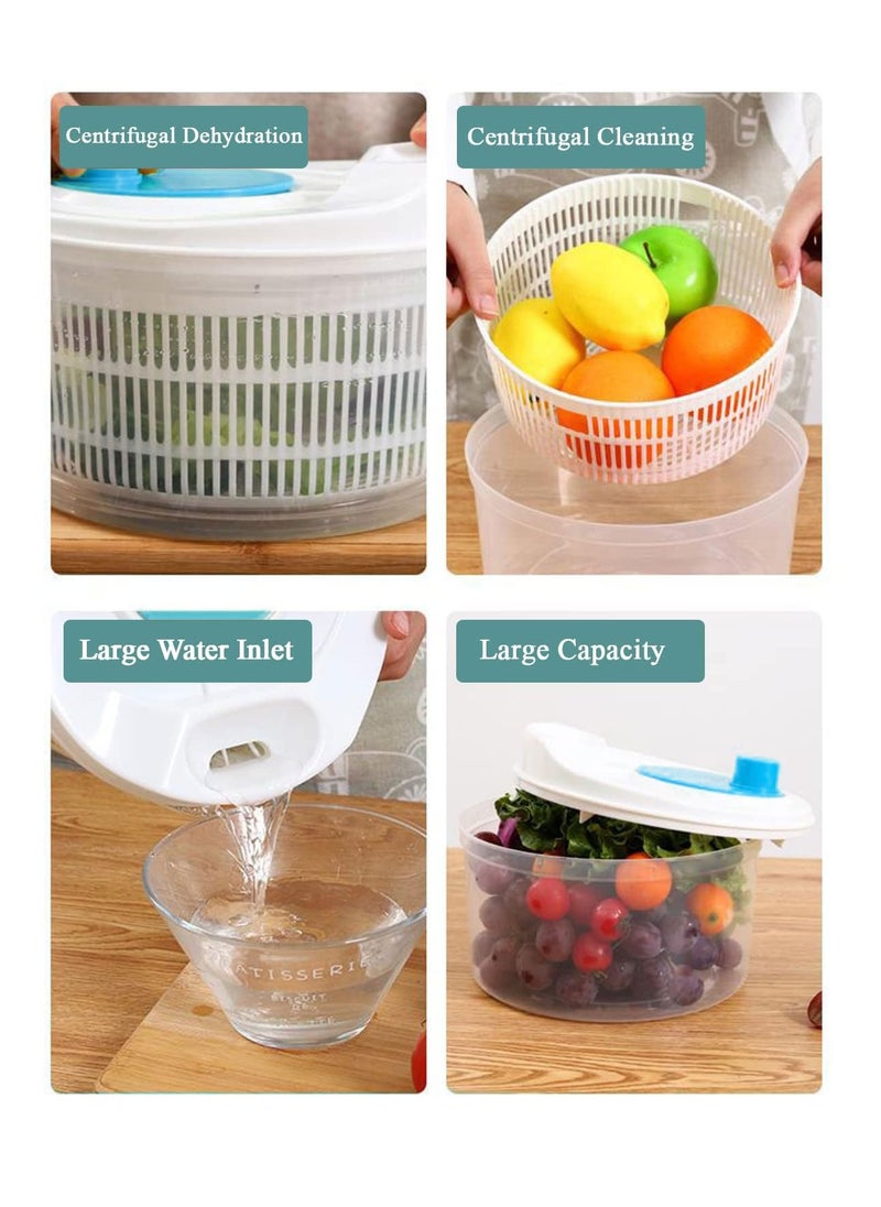 Bonita - Large Capacity Salad Spinner Fruit and Vegetable Washer,Vegetable Quick Dryer Oil Shaker Dry off and Drain Vegetable Wash & Salad Making Bowl with Plastic Colander (BLUE) - Image 1
