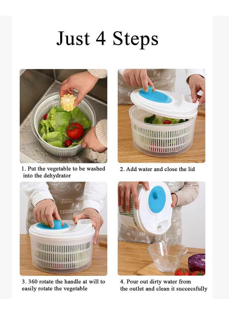 Bonita - Large Capacity Salad Spinner Fruit and Vegetable Washer,Vegetable Quick Dryer Oil Shaker Dry off and Drain Vegetable Wash & Salad Making Bowl with Plastic Colander (BLUE) - Image 1