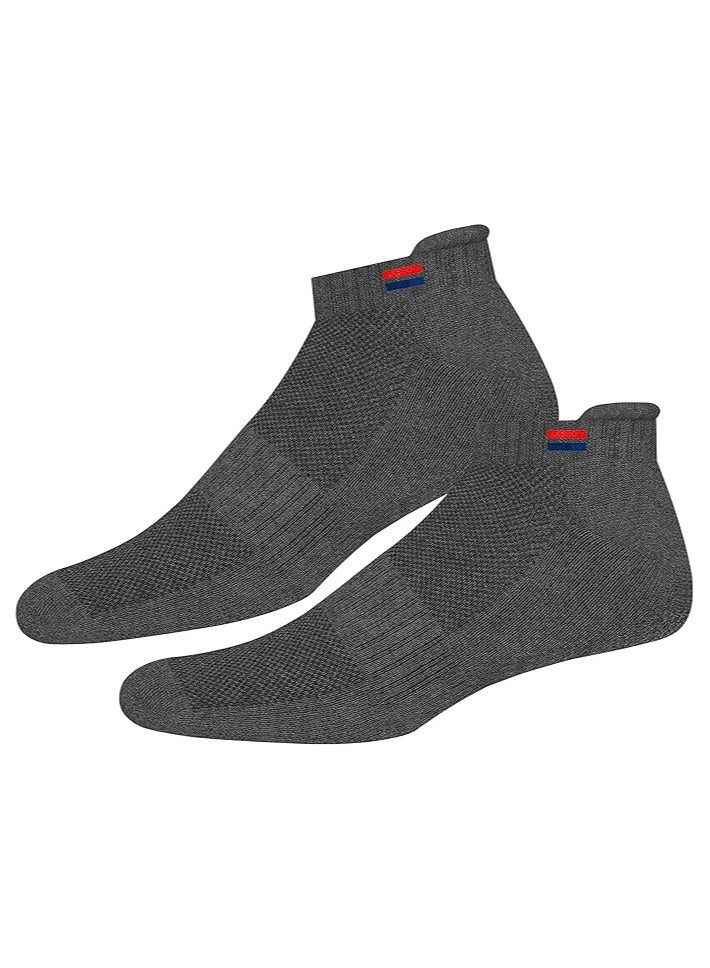 نافي سبورت جوارب NAVYSPORT للرجال ذات قصة منخفضة من القطن الرياضي للكاحل مع شريط رياضي للجري وصالة الألعاب الرياضية والتدريب والملابس الكاجوال، عبوة من 3 قطع (حجم موحد، رمادي) - Image 2