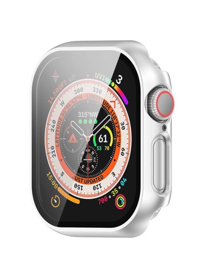 Kmaxai Compatible With Apple Watch S10 Protective Film + Case, All-in Full Coverage, For Apple Watch 10 46mm Screen Protector & Protective Case, Hard Shell + Tempered Glass, Silver - Image 2