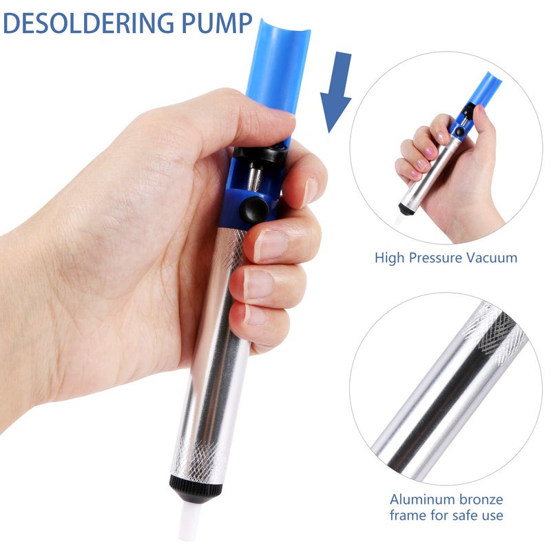 EVERMARKET(TM) Desoldering Wick, solder braid with 2.5mm Width, 1.5m Length and Solder Sucker Desoldering Vacuum Pump Solder Removal Tool - Blue - Image 5