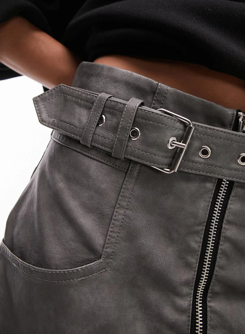 TOPSHOP Belted Pocket Detail Skirt