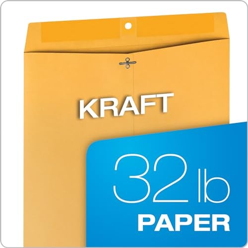 Quality Park 12 x 15-1/2 Clasp Envelopes, Clasp and Gummed Closures, for Oversized Papers, Drawings or Posters, 32 lb Kraft Paper, 100/Box (QUA37810) - Image 5