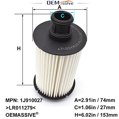 OEMASSIVE 3X LR011279 Oil Filter Compatible with Land Rover LR4 Range Rover Sport Velar 30L 2995CC V6 50L 4999CC 5000CC V8 Engine C2D3670 8W936A692AC - Image 5