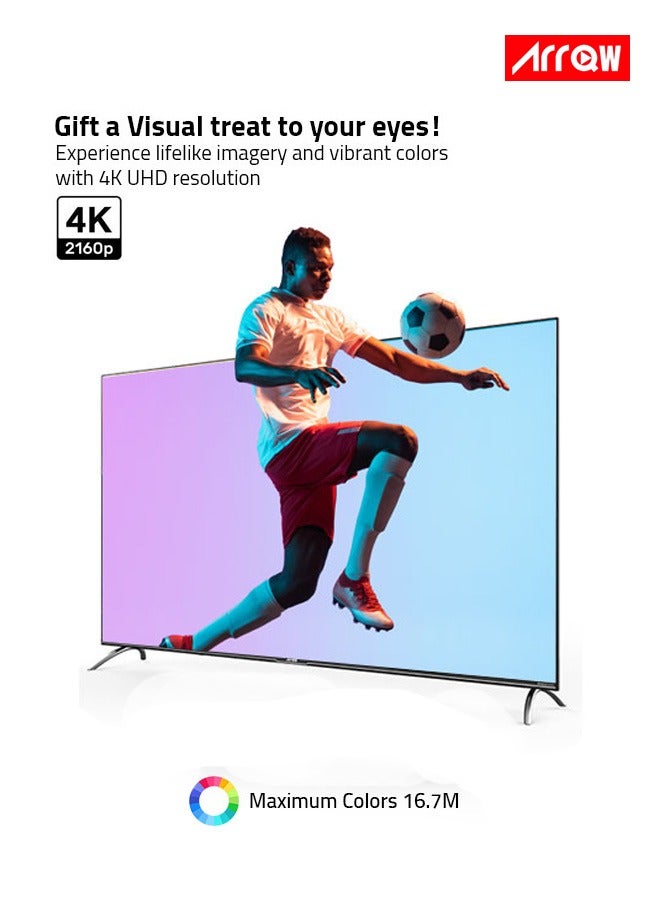 آركيو تلفزيون جوجل الذكي 55 بوصة 4K UHD HDR، نظام أندرويد الأصلي بتصميم بدون إطار، شاشة LED، دقة 3840 × 2160، معالج Cortex CA55، ذاكرة 1.5 جيجابايت، متجر جوجل بلاي، أندرويد 11، الطراز: RO-55LCS-11 - Image 3