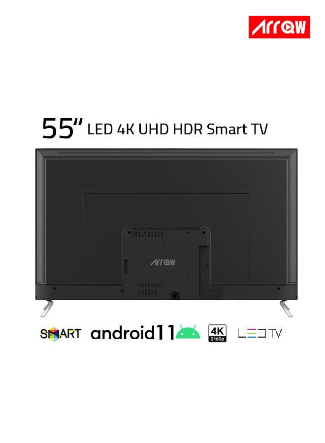 آركيو تلفزيون جوجل الذكي 55 بوصة 4K UHD HDR، نظام أندرويد الأصلي بتصميم بدون إطار، شاشة LED، دقة 3840 × 2160، معالج Cortex CA55، ذاكرة 1.5 جيجابايت، متجر جوجل بلاي، أندرويد 11، الطراز: RO-55LCS-11 - Image 2