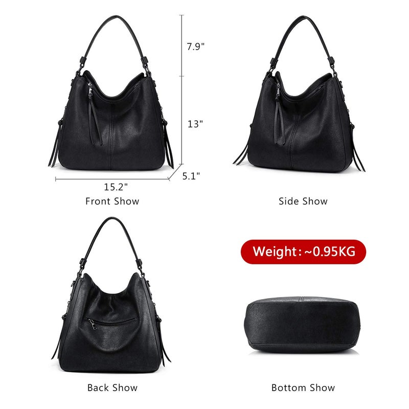 Realer Handbags for Women Large Designer Ladies Hobo bag Bucket Purse Faux Leather - Image 3