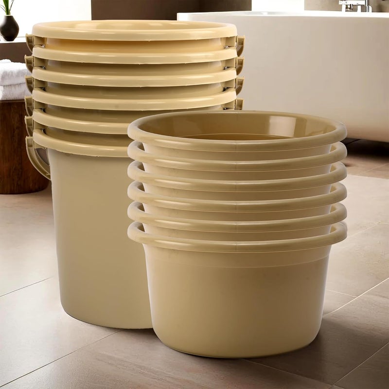 Urbane Home Urbane Home Set of 12 Bathroom Combo Set Bathing Set Modern Bathroom Accessories Set Bathware Set 6 Piece Tub 6 Piece Bucket Combo Set for Bathroom Beige  - Image 1