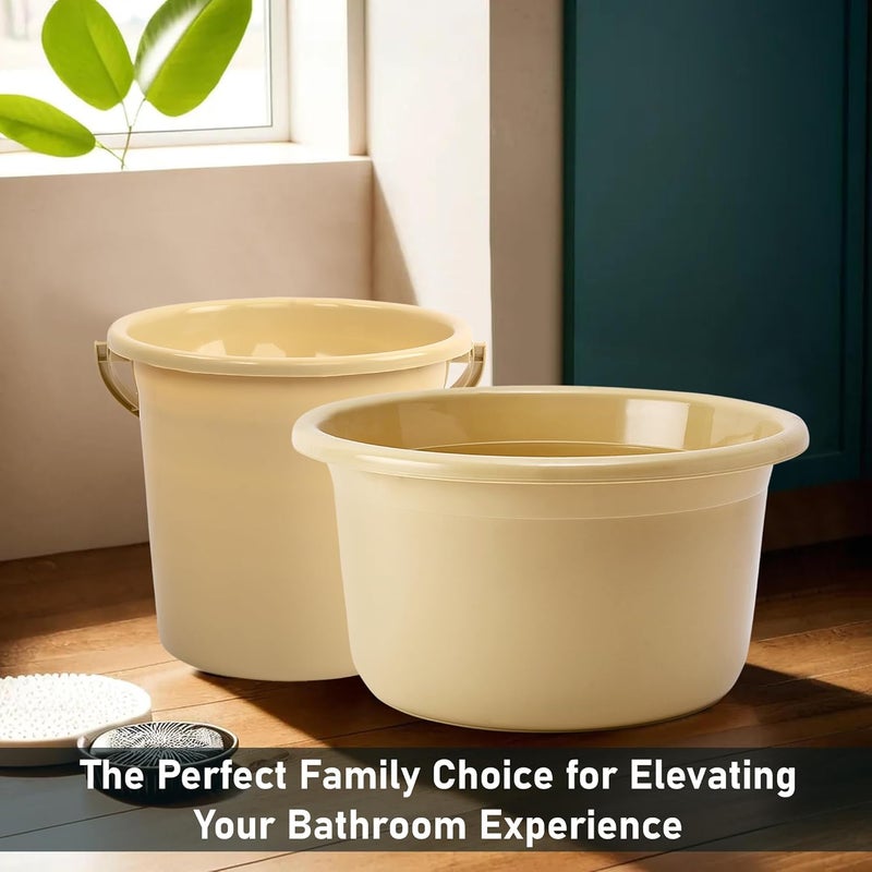 Urbane Home Urbane Home Set of 12 Bathroom Combo Set Bathing Set Modern Bathroom Accessories Set Bathware Set 6 Piece Tub 6 Piece Bucket Combo Set for Bathroom Beige  - Image 2
