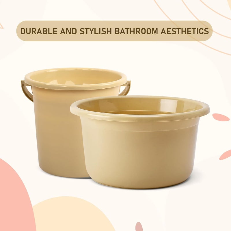 Urbane Home Urbane Home Set of 12 Bathroom Combo Set Bathing Set Modern Bathroom Accessories Set Bathware Set 6 Piece Tub 6 Piece Bucket Combo Set for Bathroom Beige  - Image 4