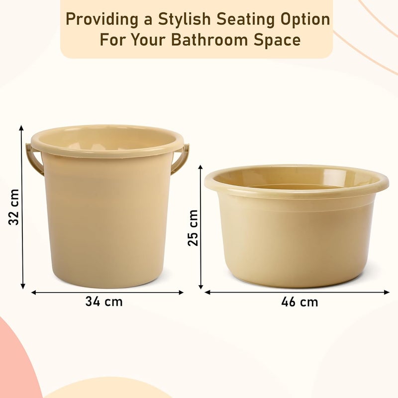 Urbane Home Urbane Home Set of 12 Bathroom Combo Set Bathing Set Modern Bathroom Accessories Set Bathware Set 6 Piece Tub 6 Piece Bucket Combo Set for Bathroom Beige  - Image 3
