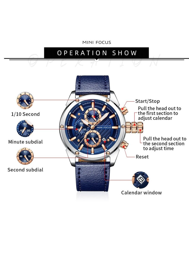 Men's Quartz Wrist Watch Leather Strap -Blue - pzsku/ZD9FEBF833A13ABE30438Z/45/_/1693385119/885b245d-7ea8-4960-acfb-0b703faf9407