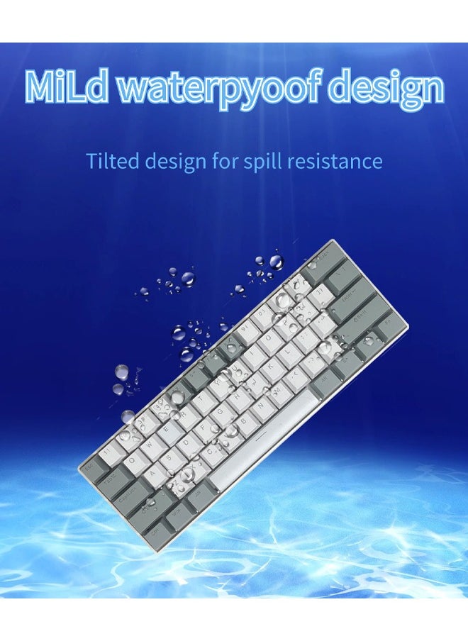 Zeemey - 61 Keys RGB Gaming Keyboard 60% Mini Wired Waterproof With Anti-ghosting Keyboard and Two-color Keycaps With Red Switch for Gamers(White and light gray) - Image 1