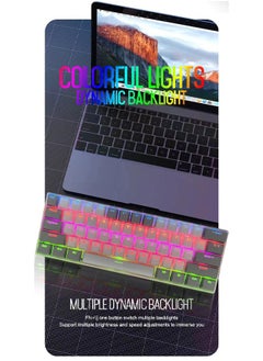 Zeemey 61 Keys RGB Gaming Keyboard 60% Mini Wired Waterproof With Anti-ghosting Keyboard and Two-color Keycaps With Red Switch for Gamers(White and light gray)  - Image 2