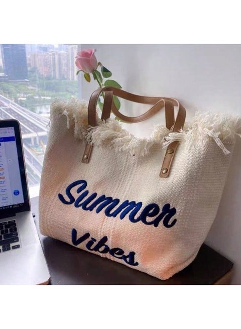 Fashion Large Capacity Letter Tassel Canvas Tote Bag, Minimalist Commuter And Shopping Shoulder Bag, Tote Bags For School,College Essentials