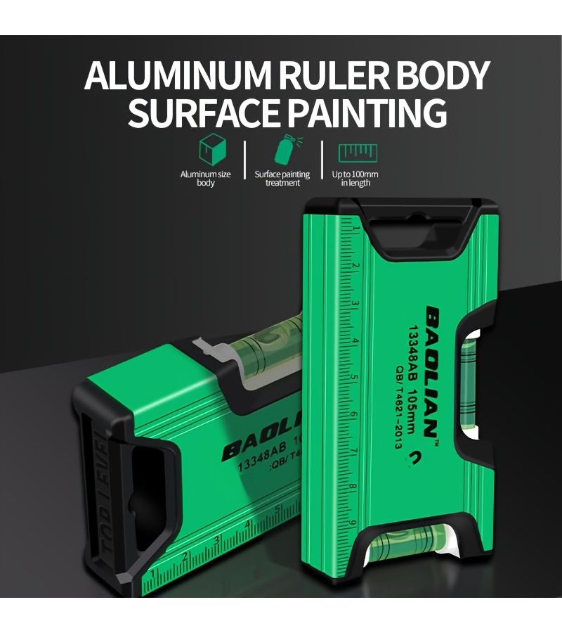 High Precision Level Ruler 4.13 Inch Strong Magnetic Fan Shaped Mini Multifunctional Spirit Level Aluminum Ruler - Image 4