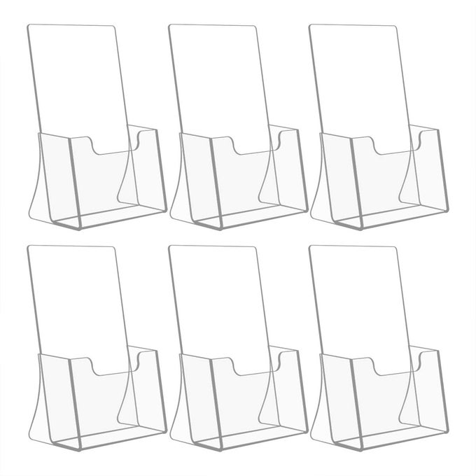 6 PACK 85 X 55 ACRYLIC BIFOLD BROCHURE HOLDERCLEAR PLASTIC COUNTER TOP FLYER ORGANIZERS