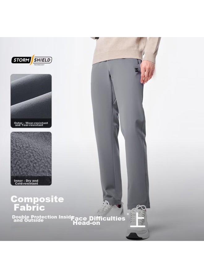 PELLIOT Pelliot Outdoor Softshell Pants, Winter Men's And Women's Fleece-lined Warm Thickened Windproof Trousers For Hiking, Mountaineering And Skiing, 11130701 Black L  - Image 1