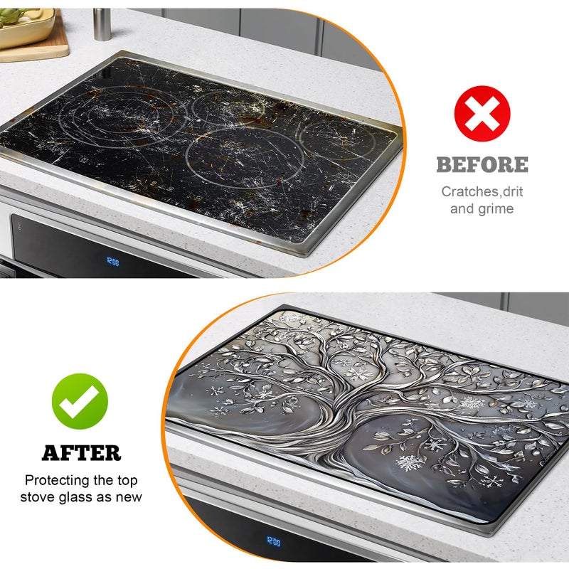 AOHMPT Multi-Design Stove Cover for Glass/Electric Stoves - 3-in-1 Heat-Resistant Protector Mat, Non-Slip Drying Rack 30"L x 21"W - Image 5