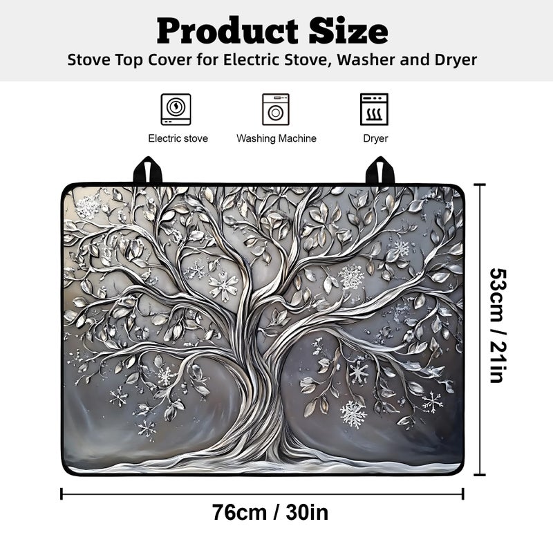 AOHMPT Multi-Design Stove Cover for Glass/Electric Stoves - 3-in-1 Heat-Resistant Protector Mat, Non-Slip Drying Rack 30"L x 21"W - Image 2