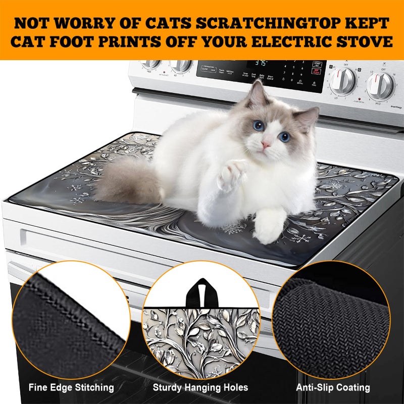 AOHMPT Multi-Design Stove Cover for Glass/Electric Stoves - 3-in-1 Heat-Resistant Protector Mat, Non-Slip Drying Rack 30"L x 21"W - Image 4