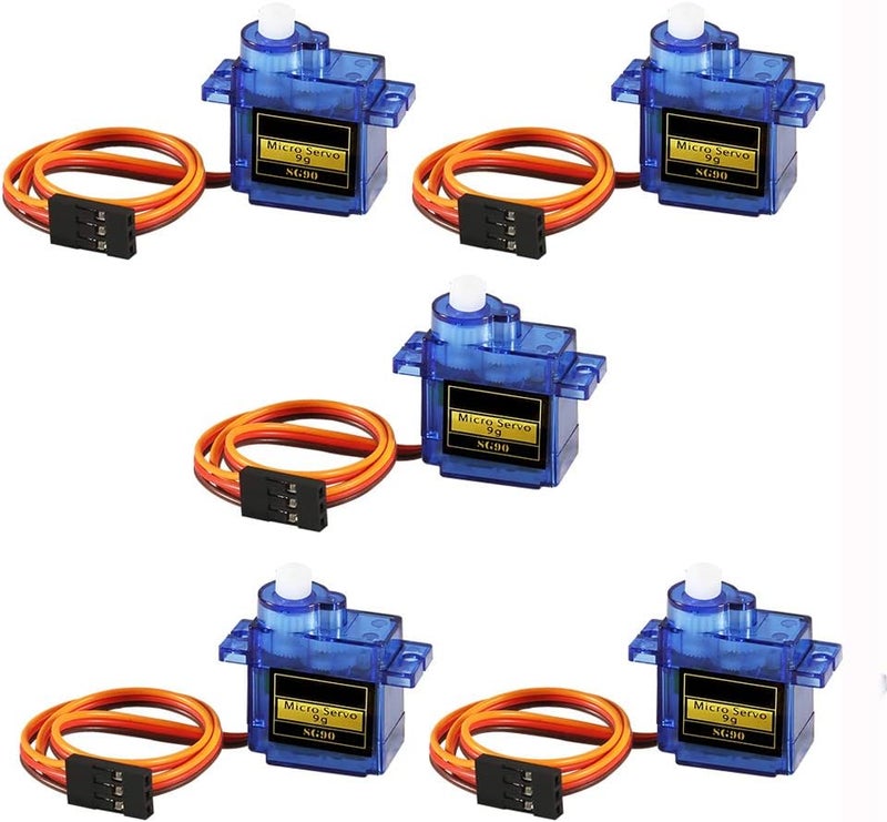 Dorhea 5 Pcs SG90 Micro Servo Motor Mini SG90 9g Servo Kit Compatible with RC Helicopter Airplane Car Boat Robot Arm/Hand/Walking/Door Lock  Control - Image 1