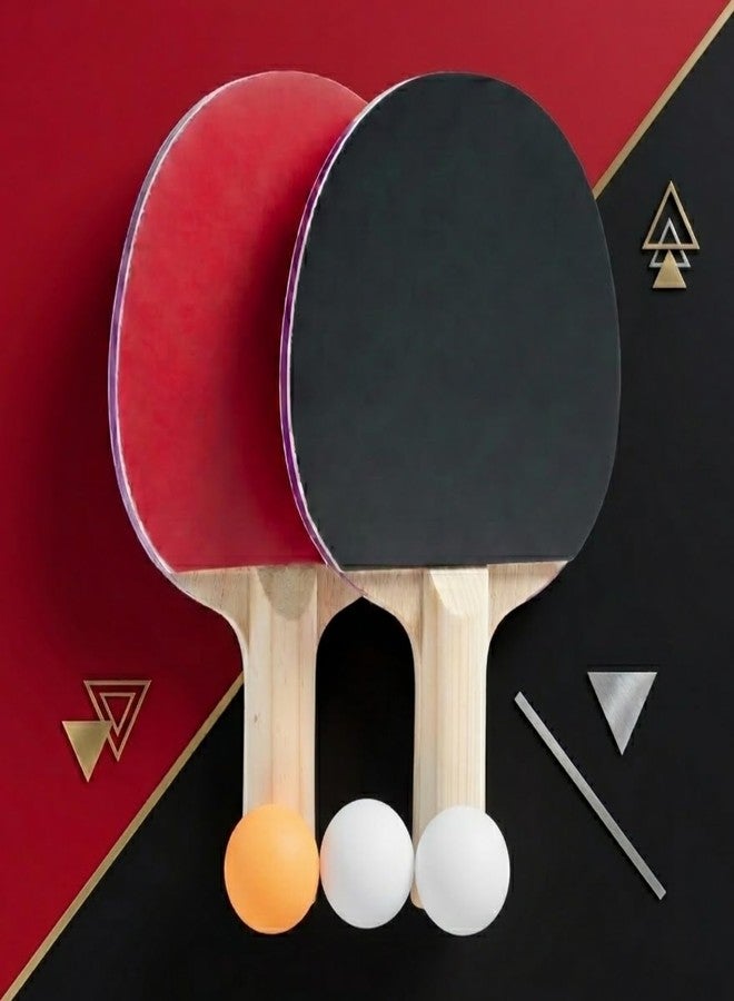 Kids Mandi® Table Tennis Set: 2 Premium Wooden Bats & 3 High-Bounce Balls. Portable Indoor Sports Training Kit for Kids & Beginners. Professional Wooden Paddles. Perfect Screen-Free Time - Image 1