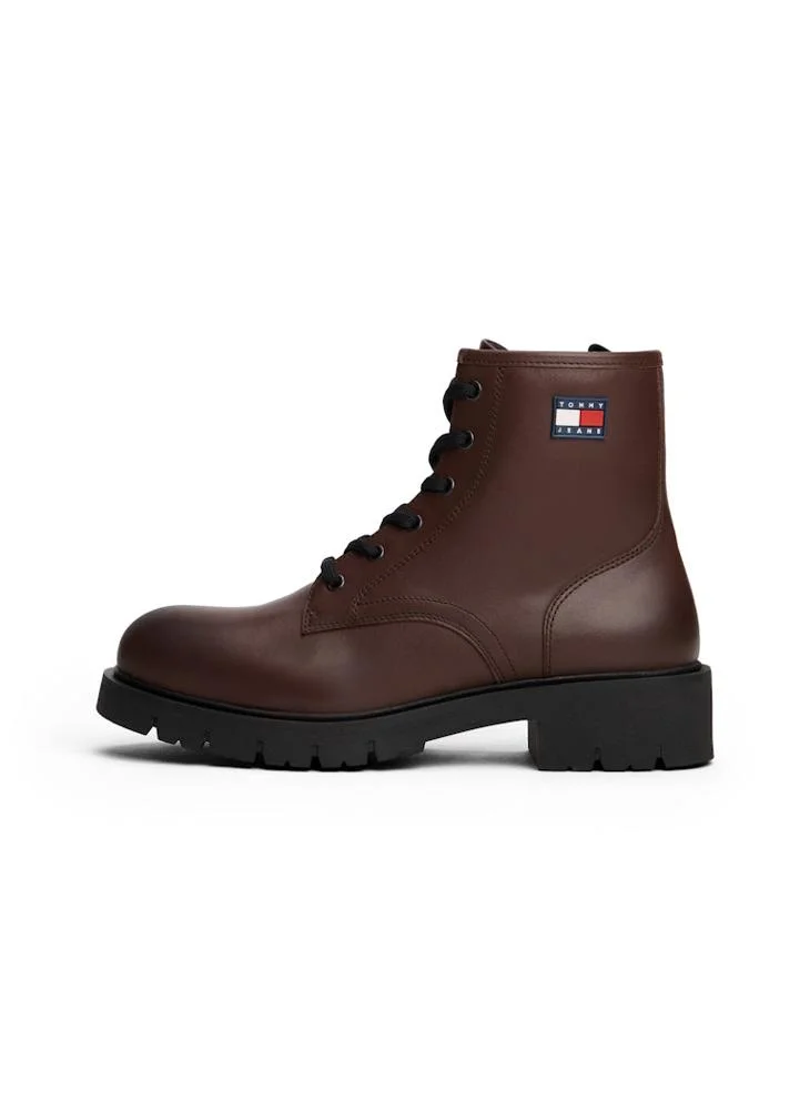 TOMMY JEANS Leather Cleat Lace-Up Ankle Boots