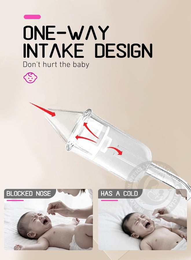 بيبلوسوم جهاز شفط مخاط الأنف للأطفال - شفاط أنف يدوي يعمل بالضغط السلبي، منظف احتقان الأنف مضاد للارتجاع للأطفال حديثي الولادة والأطفال الصغار (وردي) - Image 3