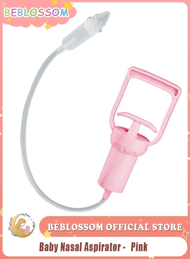 بيبلوسوم جهاز شفط مخاط الأنف للأطفال - شفاط أنف يدوي يعمل بالضغط السلبي، منظف احتقان الأنف مضاد للارتجاع للأطفال حديثي الولادة والأطفال الصغار (وردي) - Image 1