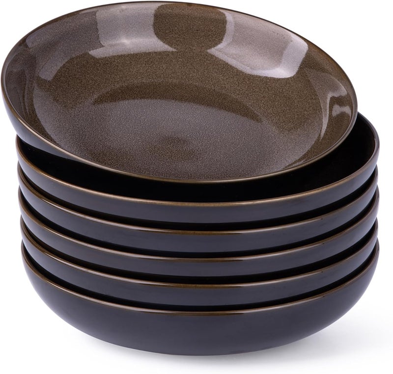 LERATIO Large Pasta Bowls38oz Ceramic Pasta Bowls90 Reactive Glaze Pasta Bowl Set of 6Microwave  DishwasherOven SafeWide Serving Bowls for SaladPastaFruitScratch ResistantCoffee - Image 1
