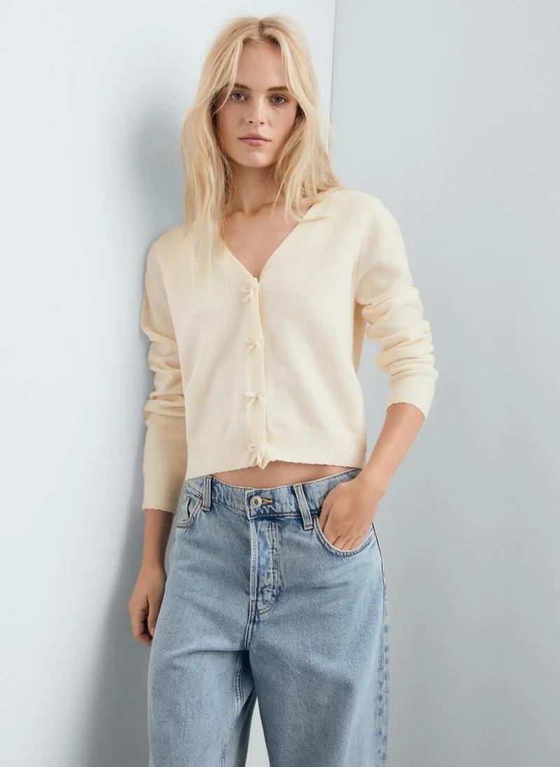 MANGO V-neck wool-blend cardigan