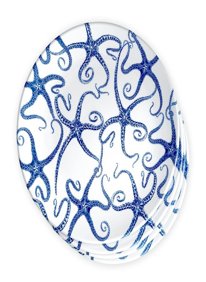 Caskata Starfish Melamine Dinner Plates, Set of 4 | Dinner Plates for Entertaining and Everyday Use | Perfect for Home, Beach, Pool and Gifting | Blue on White Color | 10.25 in - Image 1
