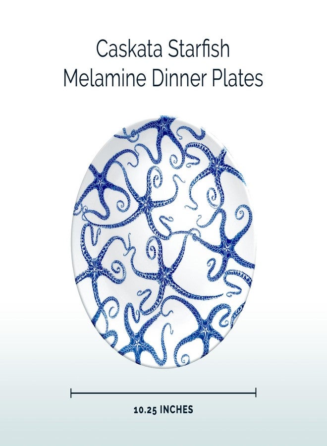 Caskata Starfish Melamine Dinner Plates, Set of 4 | Dinner Plates for Entertaining and Everyday Use | Perfect for Home, Beach, Pool and Gifting | Blue on White Color | 10.25 in - Image 2