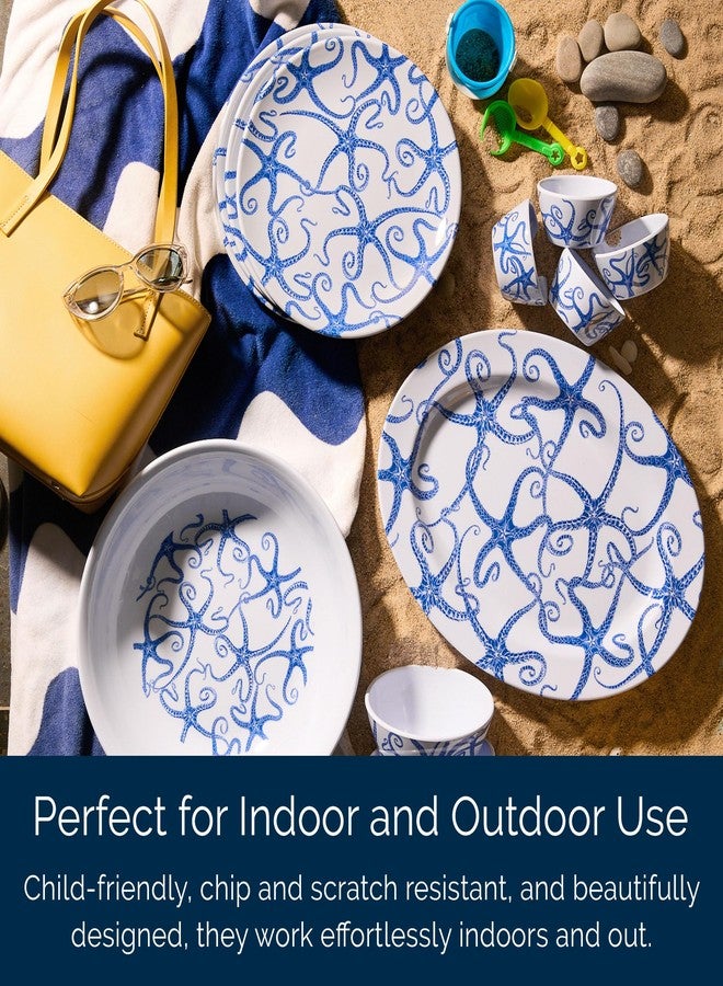 Caskata Starfish Melamine Dinner Plates, Set of 4 | Dinner Plates for Entertaining and Everyday Use | Perfect for Home, Beach, Pool and Gifting | Blue on White Color | 10.25 in - Image 5