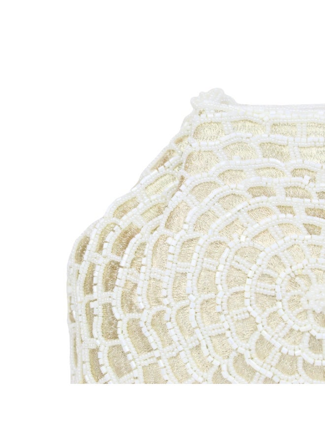 Dollar's Beaded Satin Evening Clutch Bag for Women RP09, Party and Wedding Handbag, Ethnic Ladies Purse, Sparkly Crystal Beadwork, Bridal Evening Hand Bag, Elegant Occasion Wear Bag (Cream) - Image 2