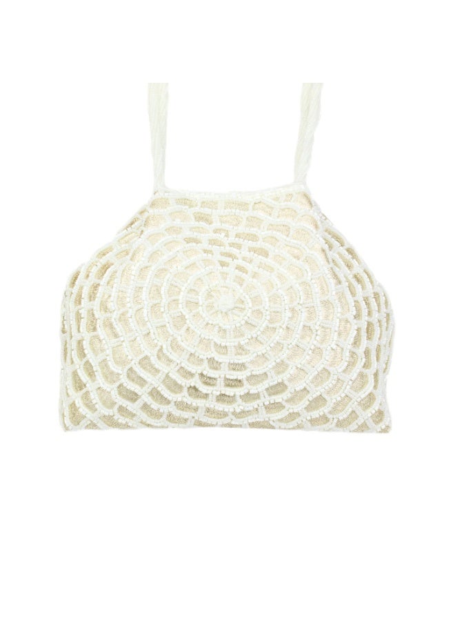 Dollar's Beaded Satin Evening Clutch Bag for Women RP09, Party and Wedding Handbag, Ethnic Ladies Purse, Sparkly Crystal Beadwork, Bridal Evening Hand Bag, Elegant Occasion Wear Bag (Cream) - Image 4