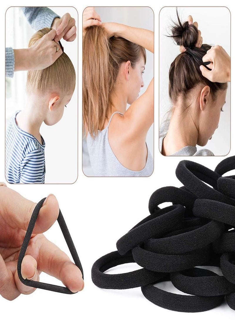 AEENAA 144 Pcs Black Hair Ties No Crease Elastic Seamless Hair Bands Not Damage for Thick Hair Ponytail Holders for Women Girls Kids Men Headbands Scrunchies Hair Elastics - Image 4