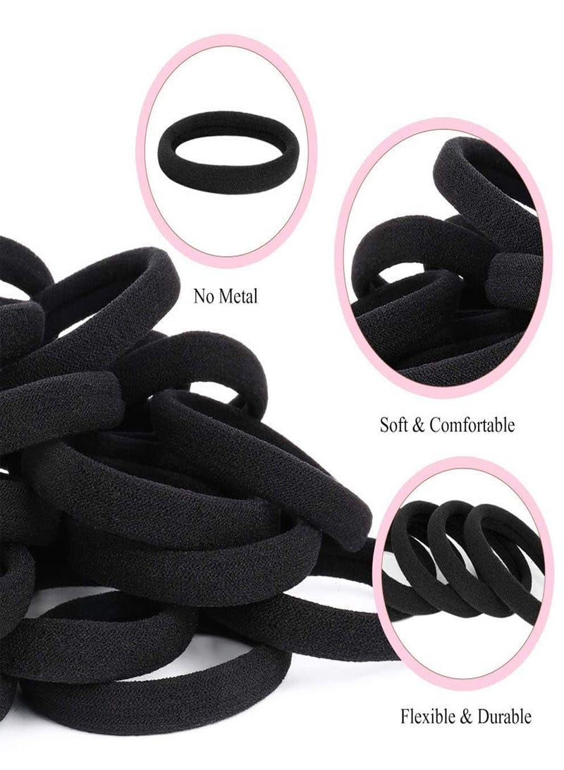 AEENAA 144 Pcs Black Hair Ties No Crease Elastic Seamless Hair Bands Not Damage for Thick Hair Ponytail Holders for Women Girls Kids Men Headbands Scrunchies Hair Elastics - Image 5