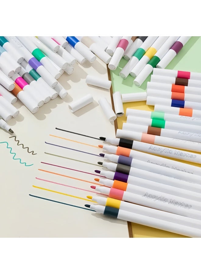 أقلام تلوين أكريليك 60 لونًا للرسم والتصميم، أدوات مكتبية يدوية الصنع - view 2