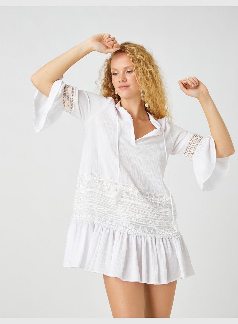 كوتون فستان أبيض قصير - Image 1