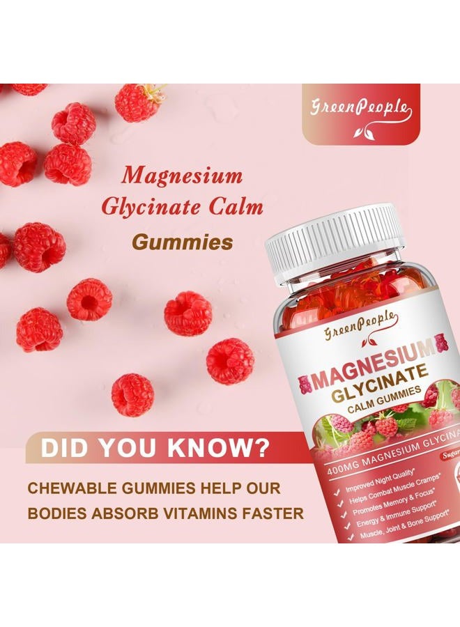 GREENPEOPLE Magnesium Glycinate Gummies 400mg - Sugar Free Magnesium Potassium Supplement with Magnesium Malate, Vitamin D, B6, and CoQ10 for Calm Support & Sleep for Adults - Raspberry Gummies  - Image 4