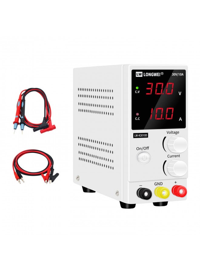 Longwei DC Power Supply Variable,0-30 V / 0-10 A LW-K3010D Adjustable Switching Regulated Power Supply Digital,with Alligator Leads US Power Cord Used for Spectrophotometer and lab Equipment Repair - Image 1