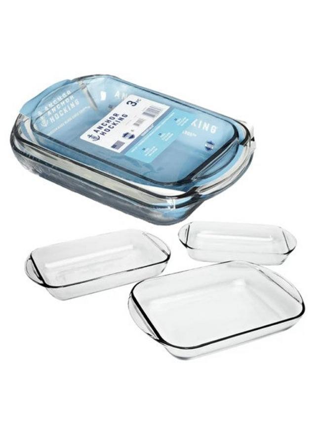 Anchor Hocking 3-Piece Essentials Dishwasher and Microwave Safe Roaster Set Clear 81224L20