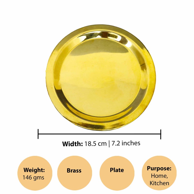 Putrika Traditional Brass Plate for Vessel Lid|Vadi thattu| Polished Cover for Containers|Multipurpose Plate for Cooking, Storage, and Kitchen Decorative Use (Small Dia:18.5cm) - Image 5