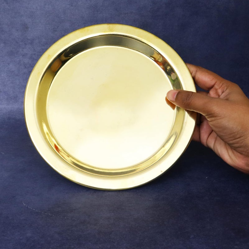 Putrika Traditional Brass Plate for Vessel Lid|Vadi thattu| Polished Cover for Containers|Multipurpose Plate for Cooking, Storage, and Kitchen Decorative Use (Small Dia:18.5cm) - Image 3
