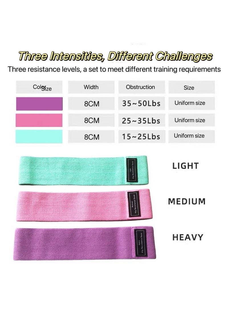 Resistance Bands Fabric,Exercise Bands Non Slip Hip Elastic Bands For Hip, Legs, Butt, Glutes And Thighs Workout, Thick Wide Fitness Loop Circle Resistance Bands, Set Of 3 Pack, Multicolor
