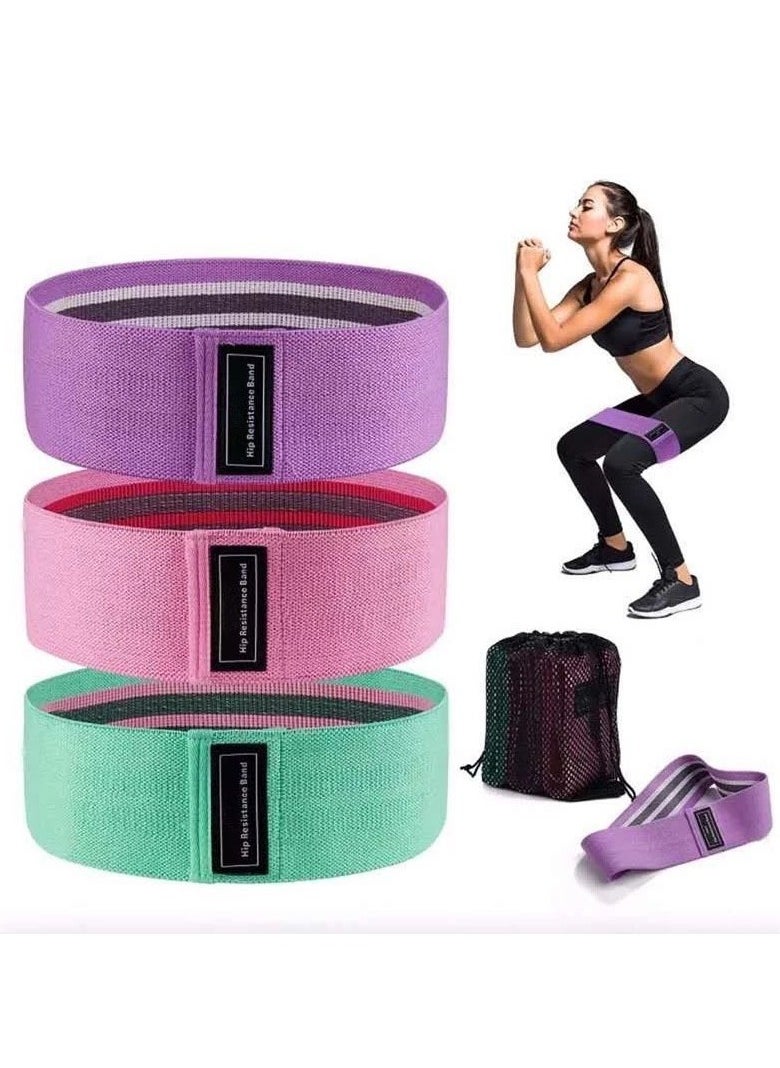 Resistance Bands Fabric,Exercise Bands Non Slip Hip Elastic Bands For Hip, Legs, Butt, Glutes And Thighs Workout, Thick Wide Fitness Loop Circle Resistance Bands, Set Of 3 Pack, Multicolor