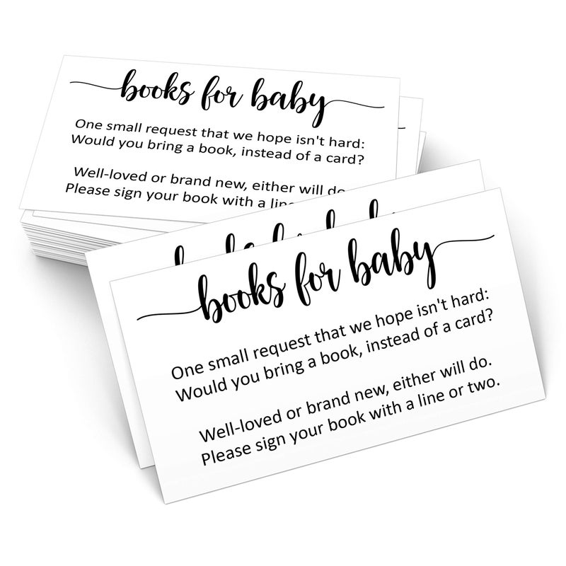 321Done Books for Baby Cards Made in USA 35x2 White Baby Shower Insert for Invitations Business Card Size Book Instead of Card Request Gift Small White Set of 50